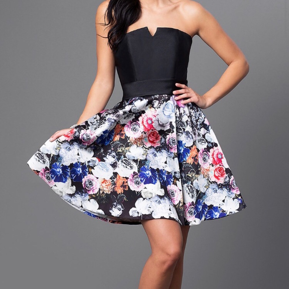 Temptations Strapless Short Rose Prom Dress